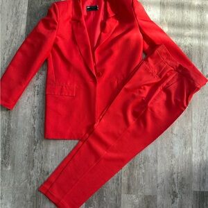 Vibrant Red Blazer and Pants Set,no offers on this particular set